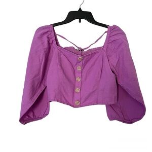 American Eagle Outfitters Lilac Button-Up Blouse